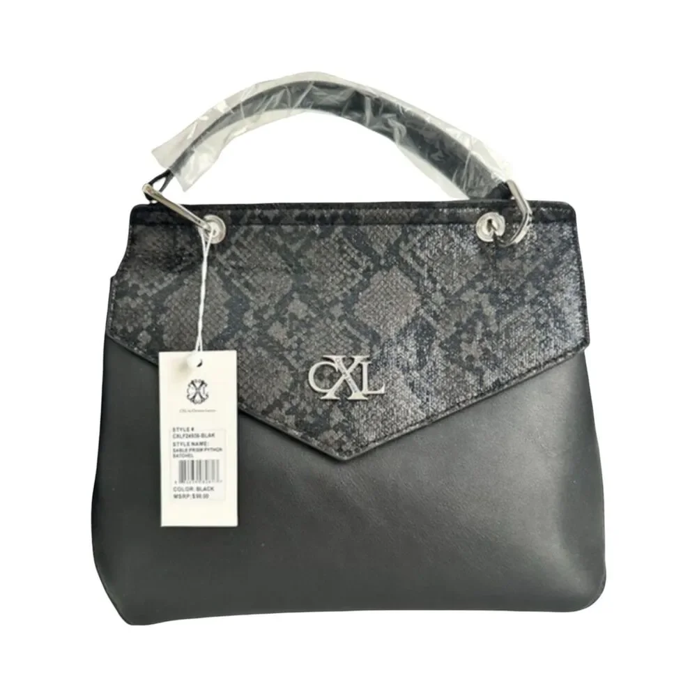 New Christian Lacroix Black Crossbody Sable Prism Python Satchel MSRP $98